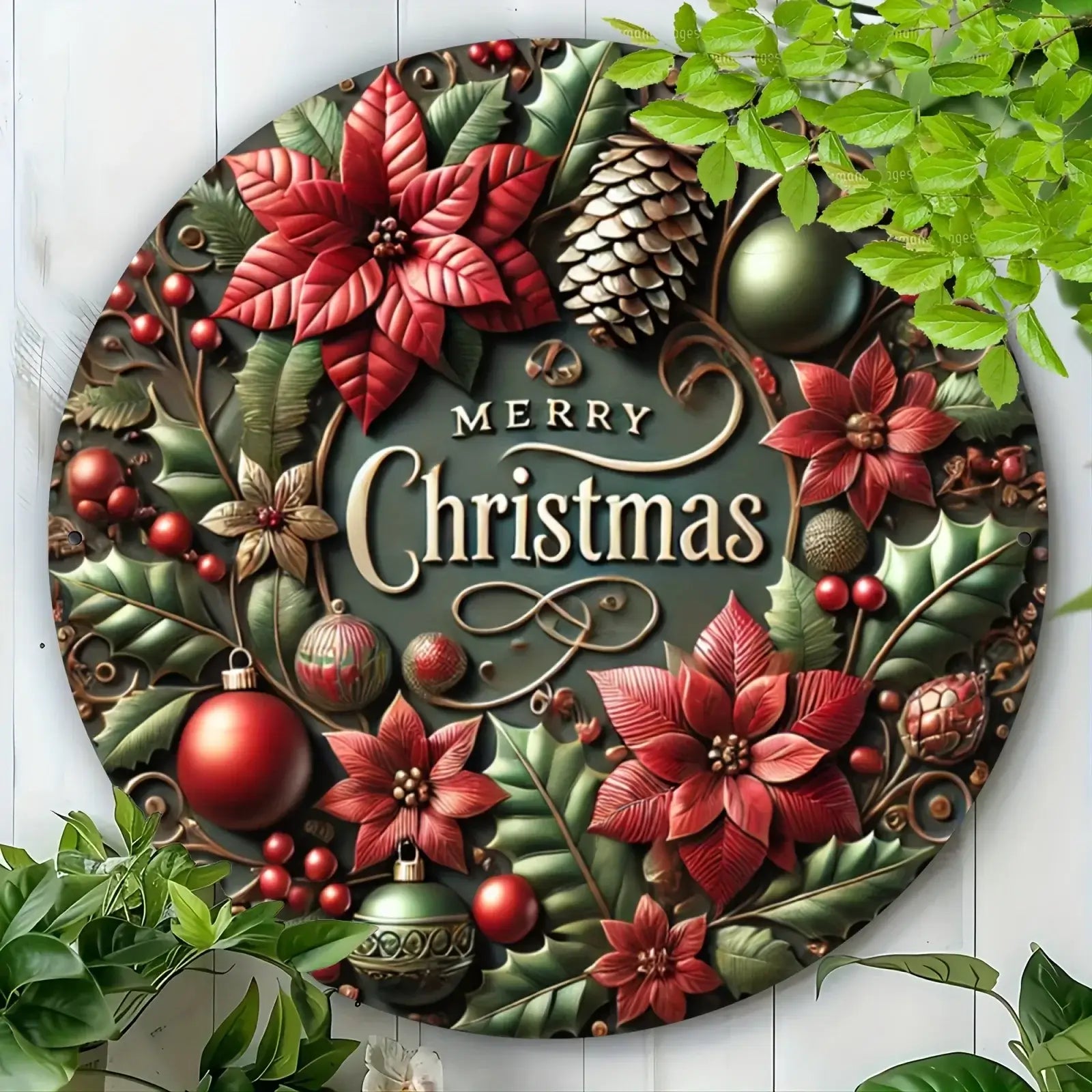 Rustic 3D Aluminum Merry Christmas Metal Sign