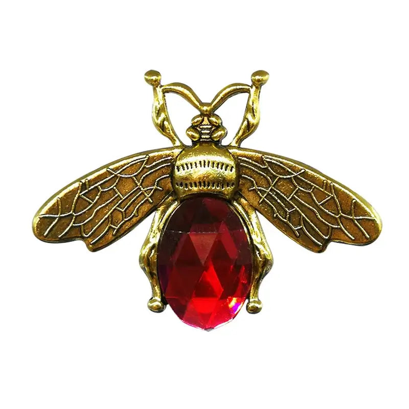 Gold insect shoe charm with red gemstone body from Insect Shoe Charms - Personalized Bling for Shoes.