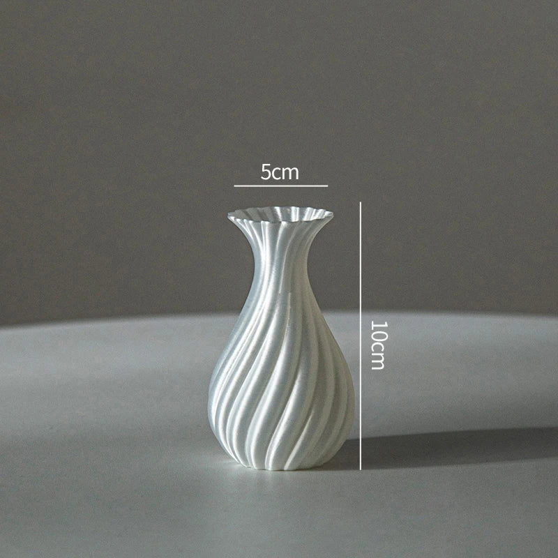 Modern Style Vase Room Decoration Plastic Flower Vase Wihte Black Flower Bottle Aesthetic Floral Arrangement Display Vase -