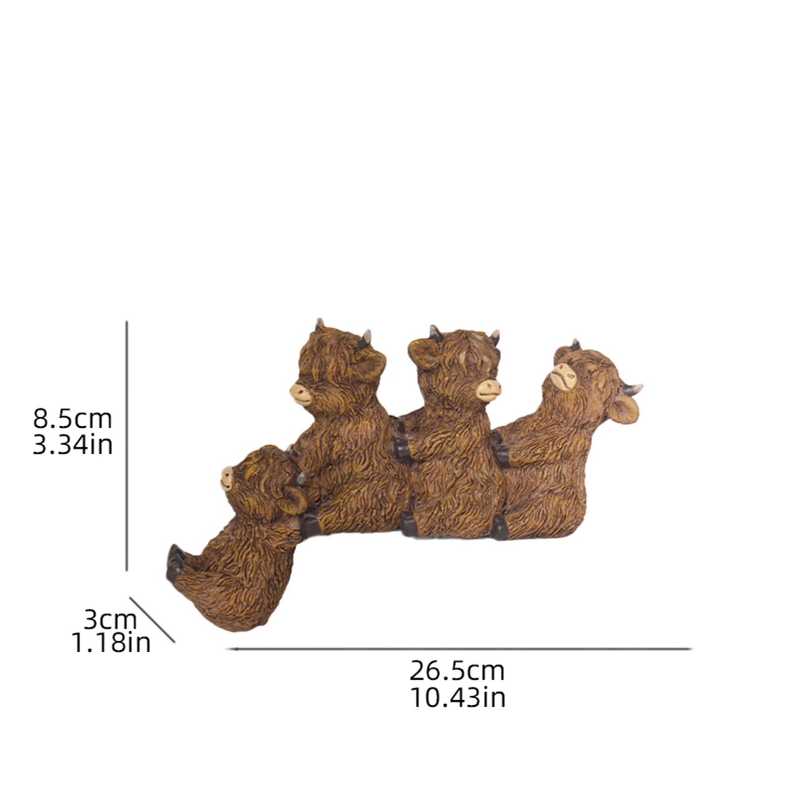 Highland Cow Sculpture Adorable Resin Animal