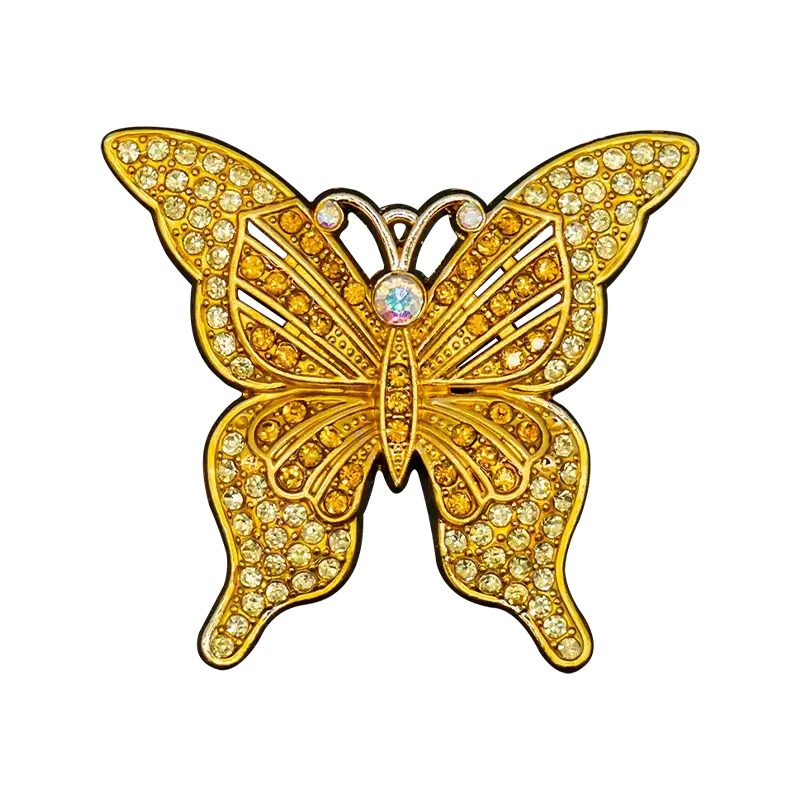 Yellow rhinestone butterfly shoe charm from Insect Shoe Charms - Personalized Bling for Shoes, adds sparkle to footwear.