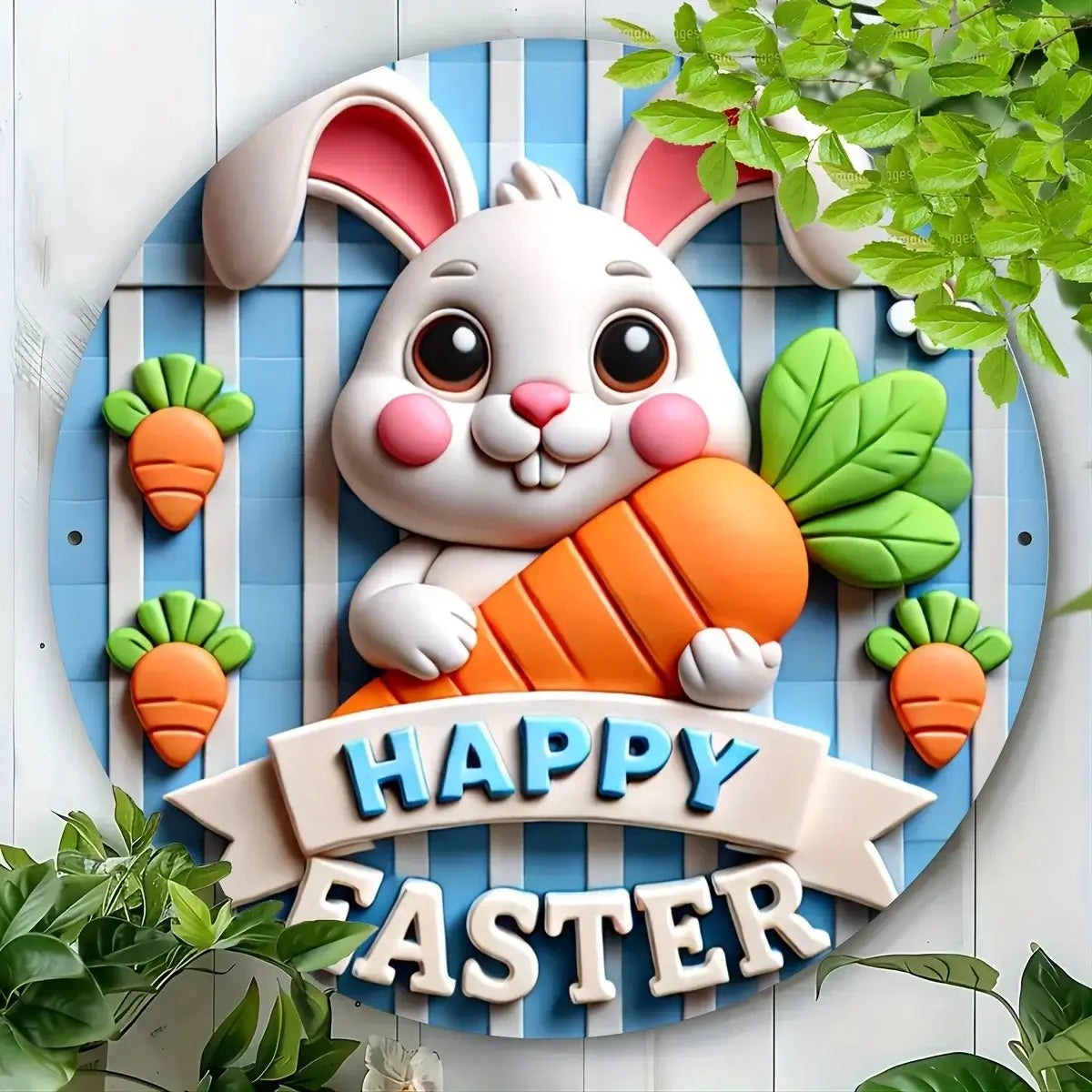 Easter Bunny Metal Sign 8x8 inch