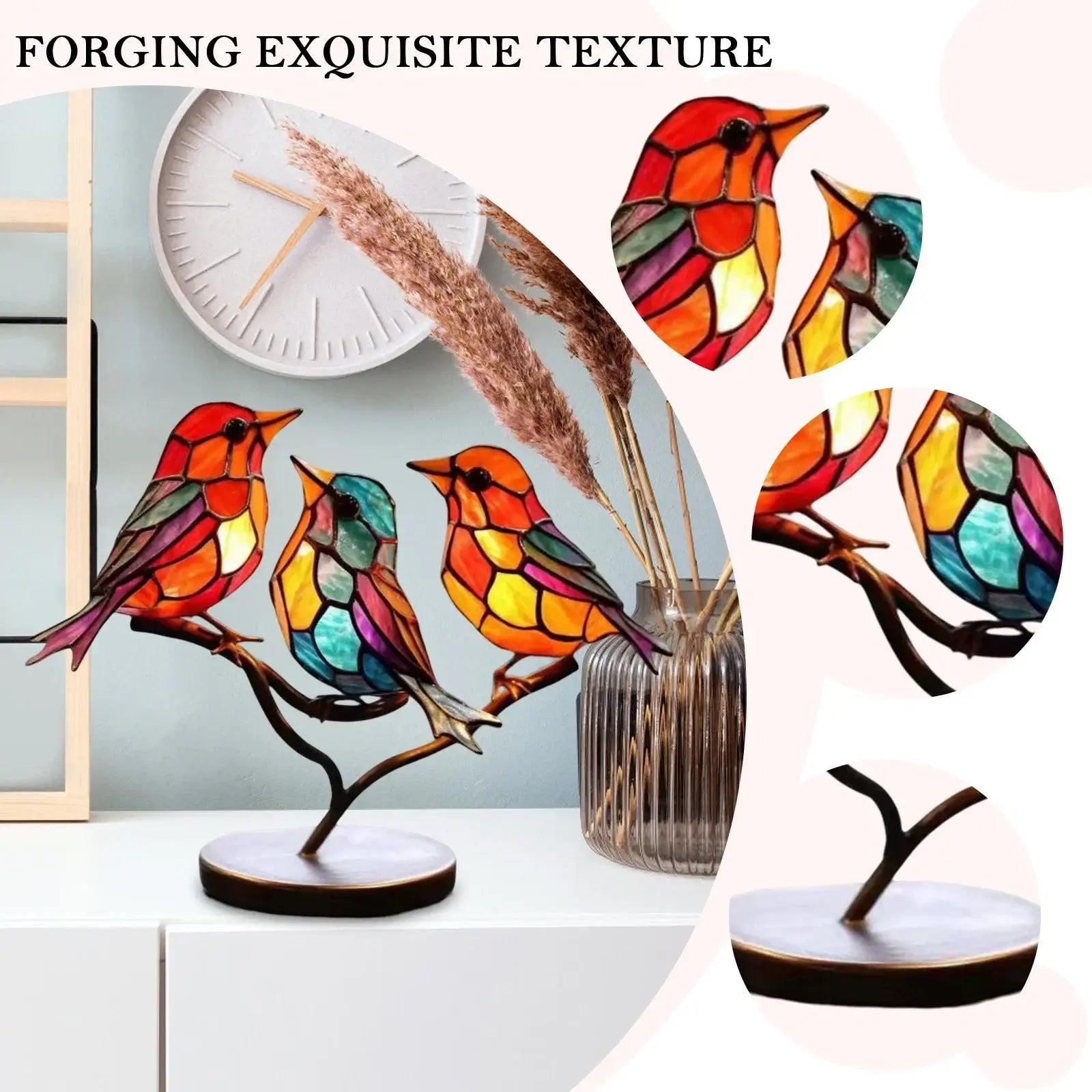 Acrylic Stained Birds Ornament