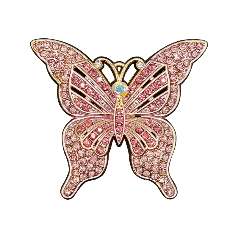 Pink rhinestone butterfly shoe charm from Insect Shoe Charms - Personalized Bling for Shoes, ideal for sandals.