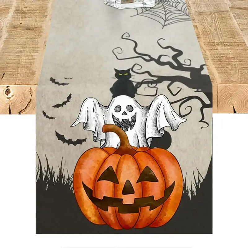 Halloween Printed Linen Table Runner