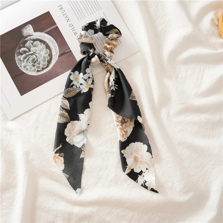 Fashion Bow Satin Long Ribbon Ponytail Scarf