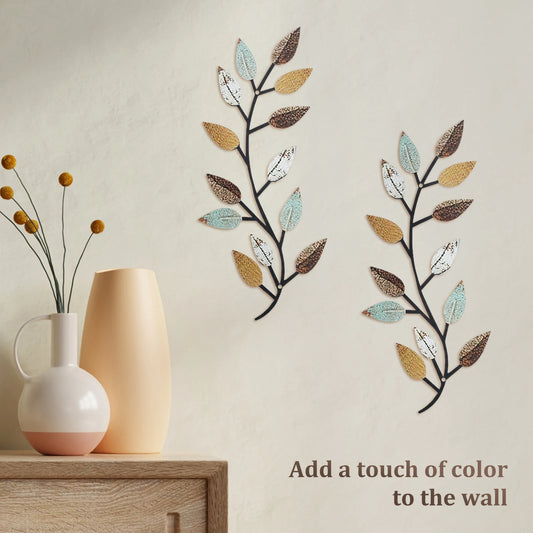 2Pcs Metal Tree Leaf Wall Decor