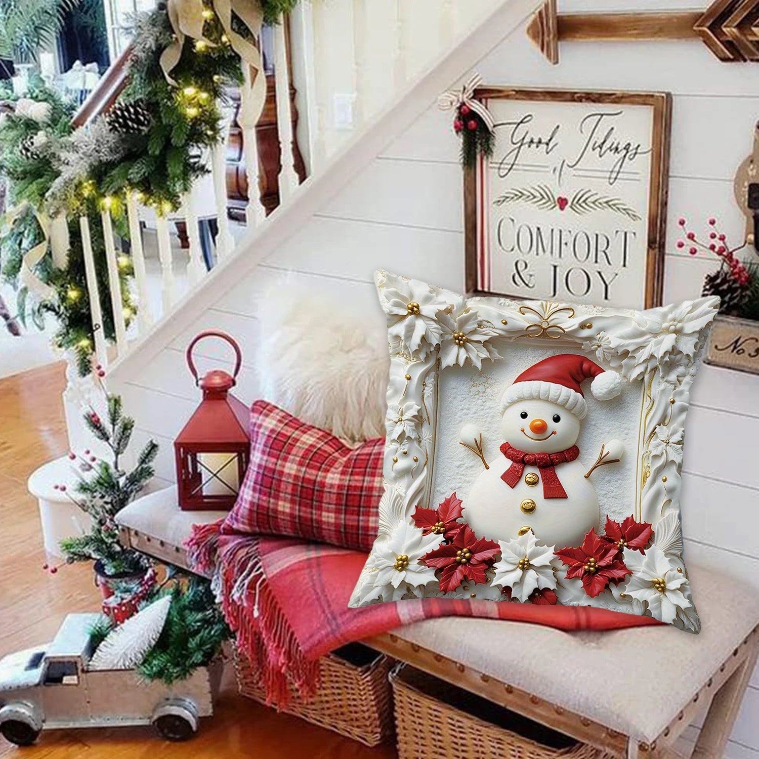 The 1-piece 2D Christmas pillow cover is a simple yet stylish way to add holiday spirit to your home. Featuring vibrant, festive designs such as snowflakes, Santa, or reindeer.