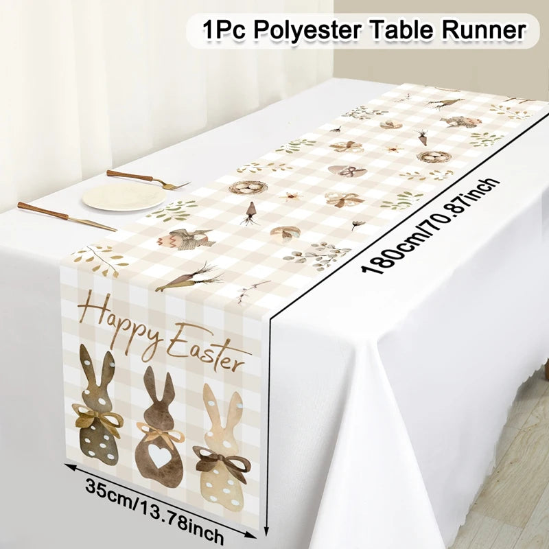 1Pc Easter Bunny and Floral Egg Table Runner