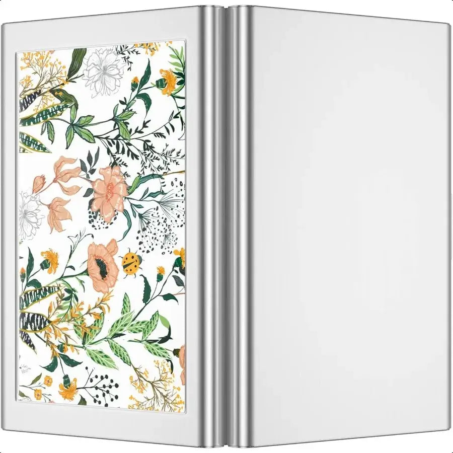 Unisex Slim Metal Credit Card Holder RFID Blocking Mini Wallet with White Flower Design Hard Case