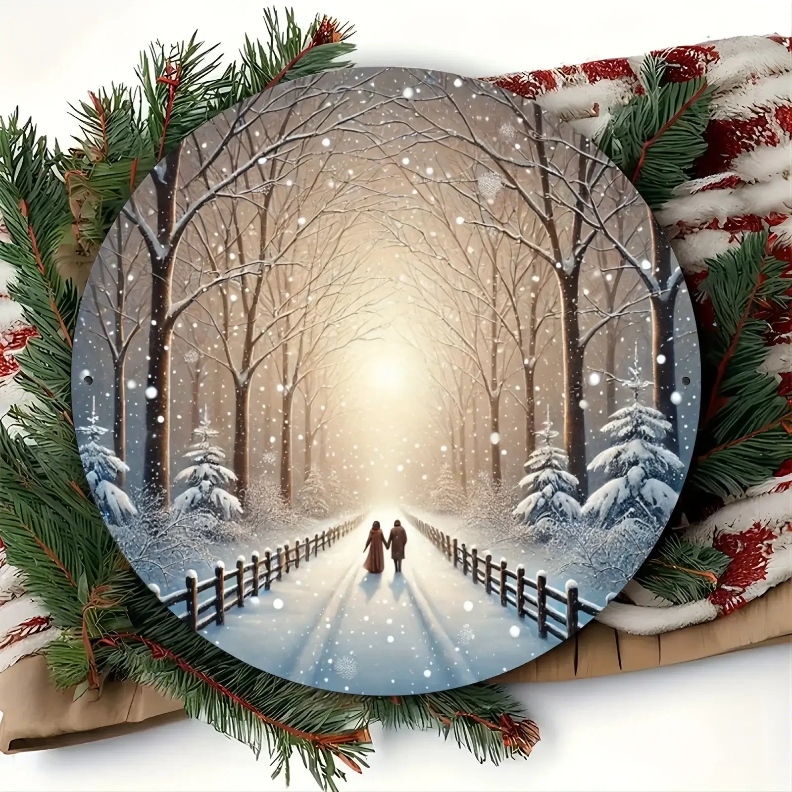 Winter Wonderland Round Metal Sign