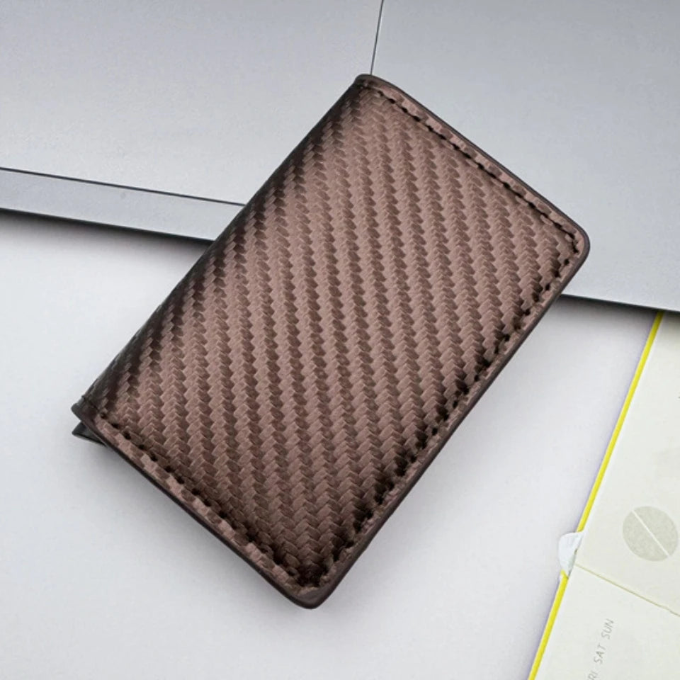 Carbon Fiber Credit Card Wallet Men RFID Smart