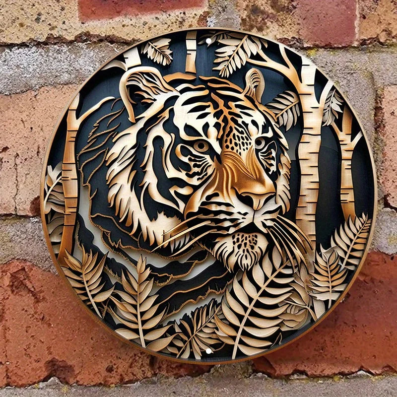 Black Tiger Metal Sign