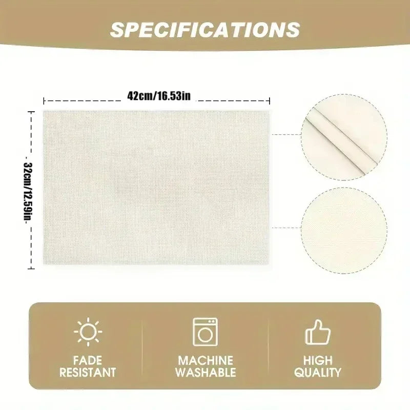 Linen Placemats Nautical - Stylish Dining Table mat size 42x32cm, fade-resistant and machine washable for everyday use.