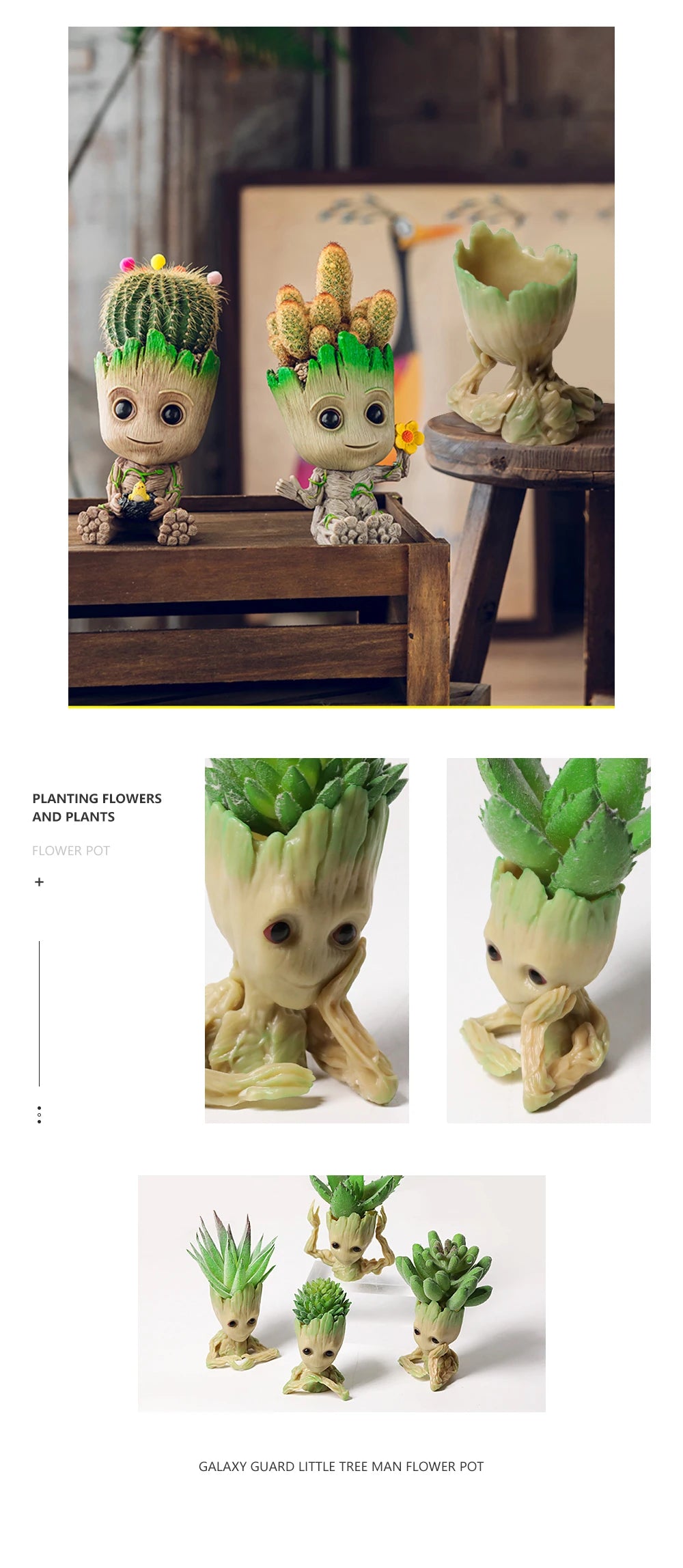 Baby Groot Flowerpots Micro-Plant Planter Gifts