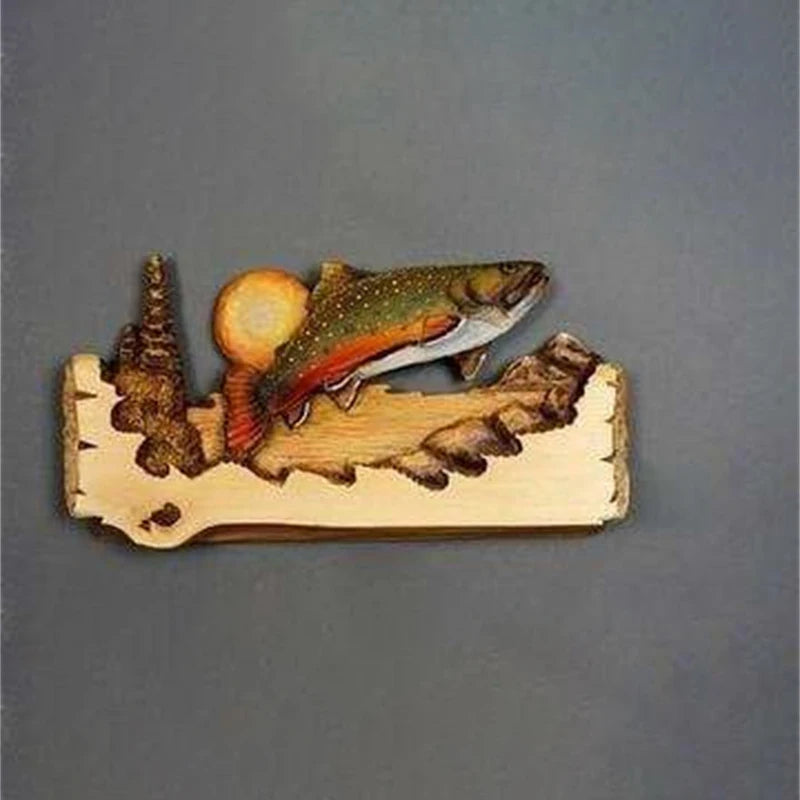 Flat Animal Handcraft Wall Hanging Sculpture Wooden