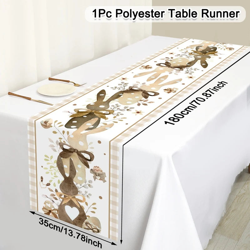 1Pc Easter Bunny and Floral Egg Table Runner