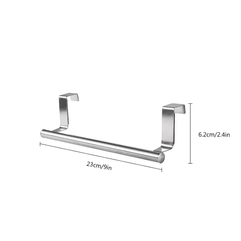 Stainless Steel Towel Bar - Durable & Rust-Resistant, 23cm wide with 6.2cm hooks, compact and rust-proof for kitchen or bathroom use.