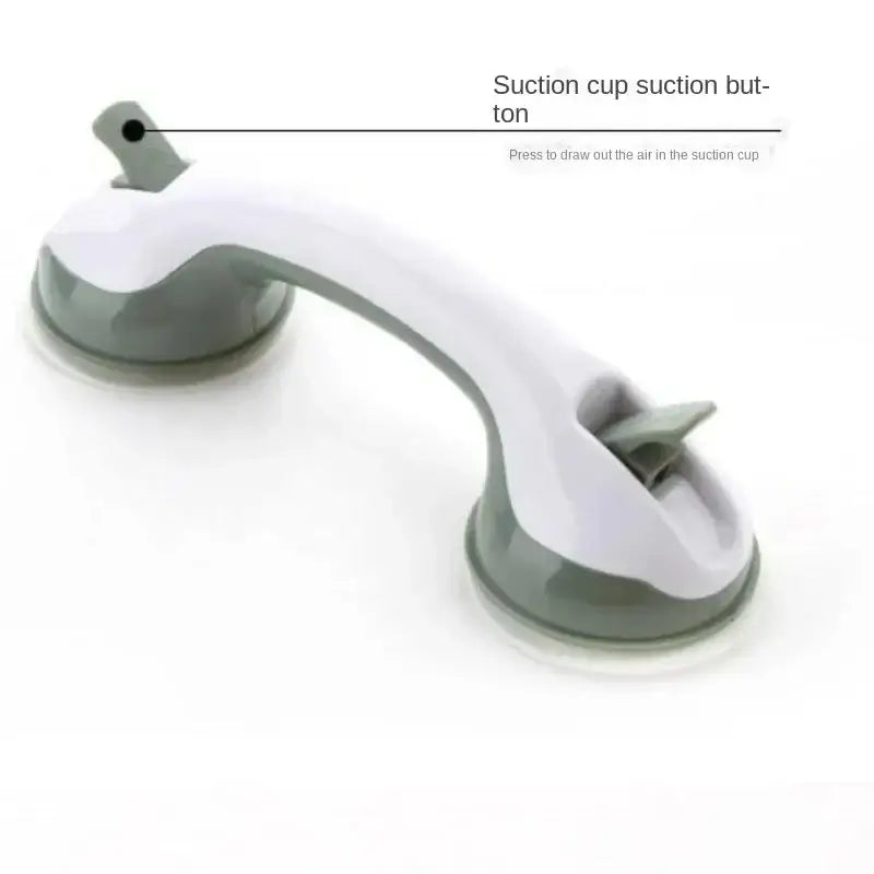 Anti Slip Support Safety Handle with suction cup button for air release, offering secure and repositionable grip in bathrooms without drilling.