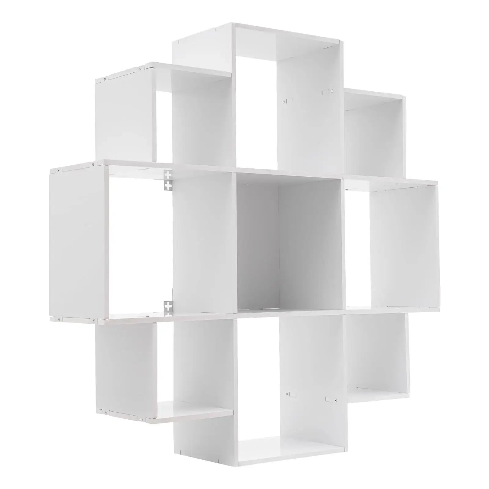Wall Mounted Bookshelf - Modern 3-Tier Floating shelf in white, showcasing its empty modular structure ideal for space-saving storage.