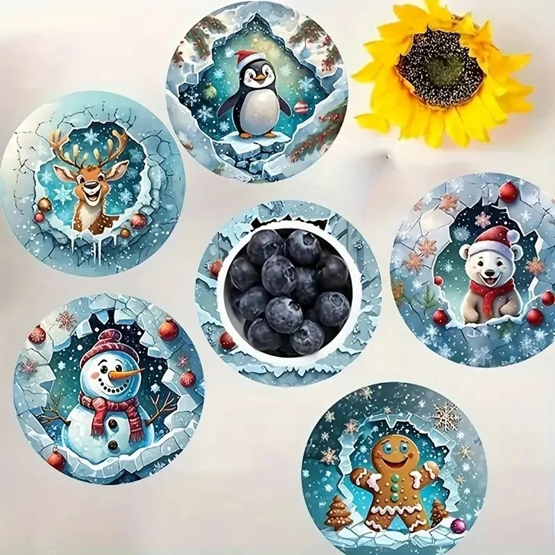 Christmas Snowman Wooden Coasters, Set of 6