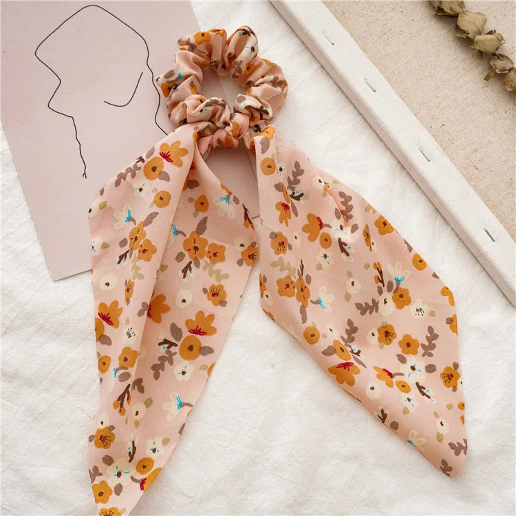 Fashion Bow Satin Long Ribbon Ponytail Scarf