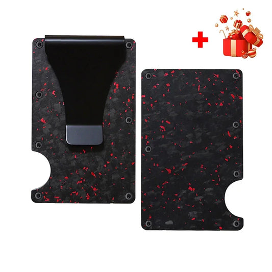 Carbon Fiber Metal Minimalist Slim Credit Card Holder Wallet, RFID Bank Cardholder Case