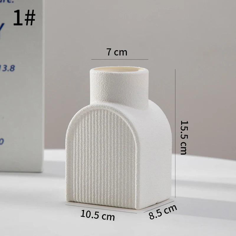 Modern Style Vase Room Decoration Plastic Flower Vase Wihte Black Flower Bottle Aesthetic Floral Arrangement Display Vase -