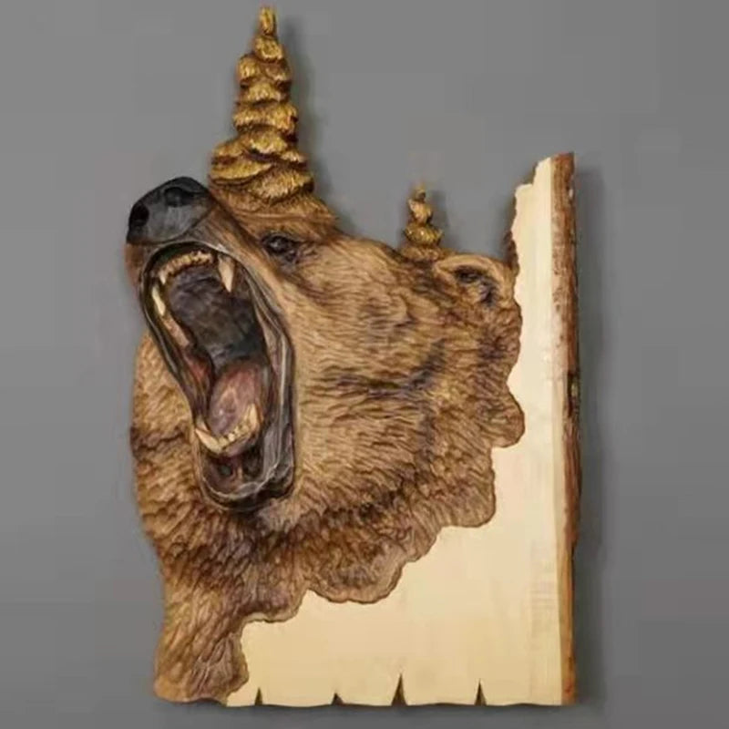 Flat Animal Handcraft Wall Hanging Sculpture Wooden