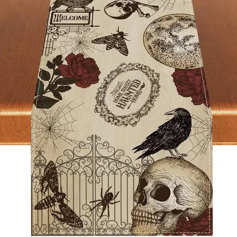 Halloween Printed Linen Table Runner