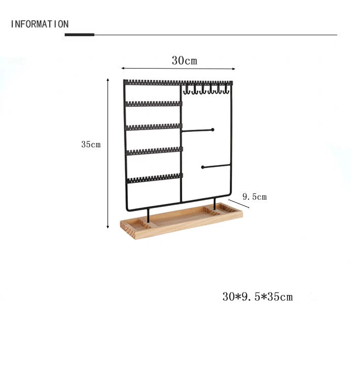 Earring, Necklace & Ring Storage Rack Detachable Wooden Bottom