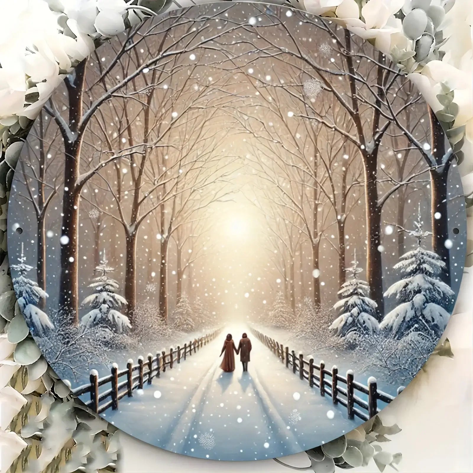 Winter Wonderland Round Metal Sign