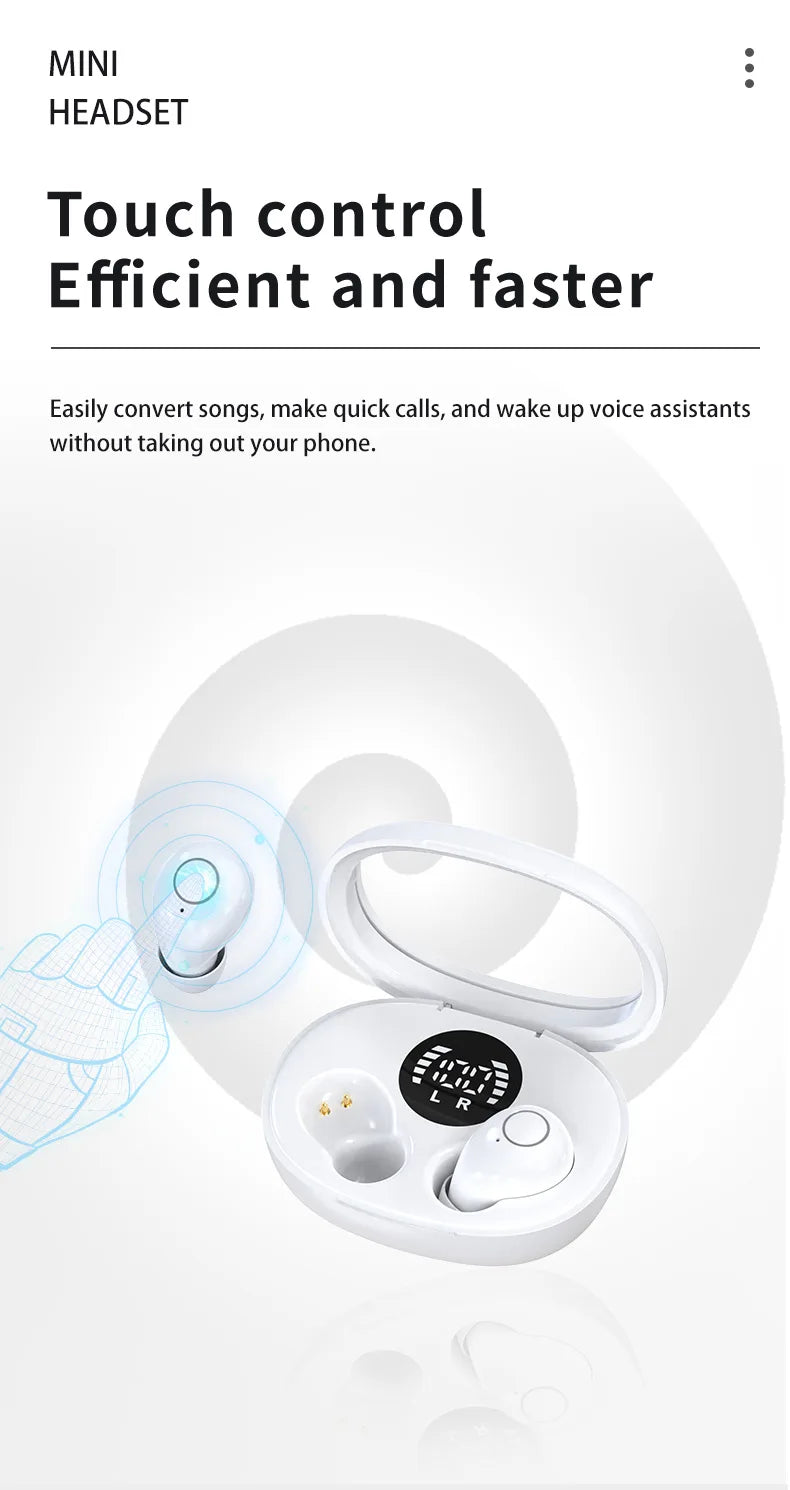 Invisible Sleep Wireless Bluetooth Earphone Headset with Mic