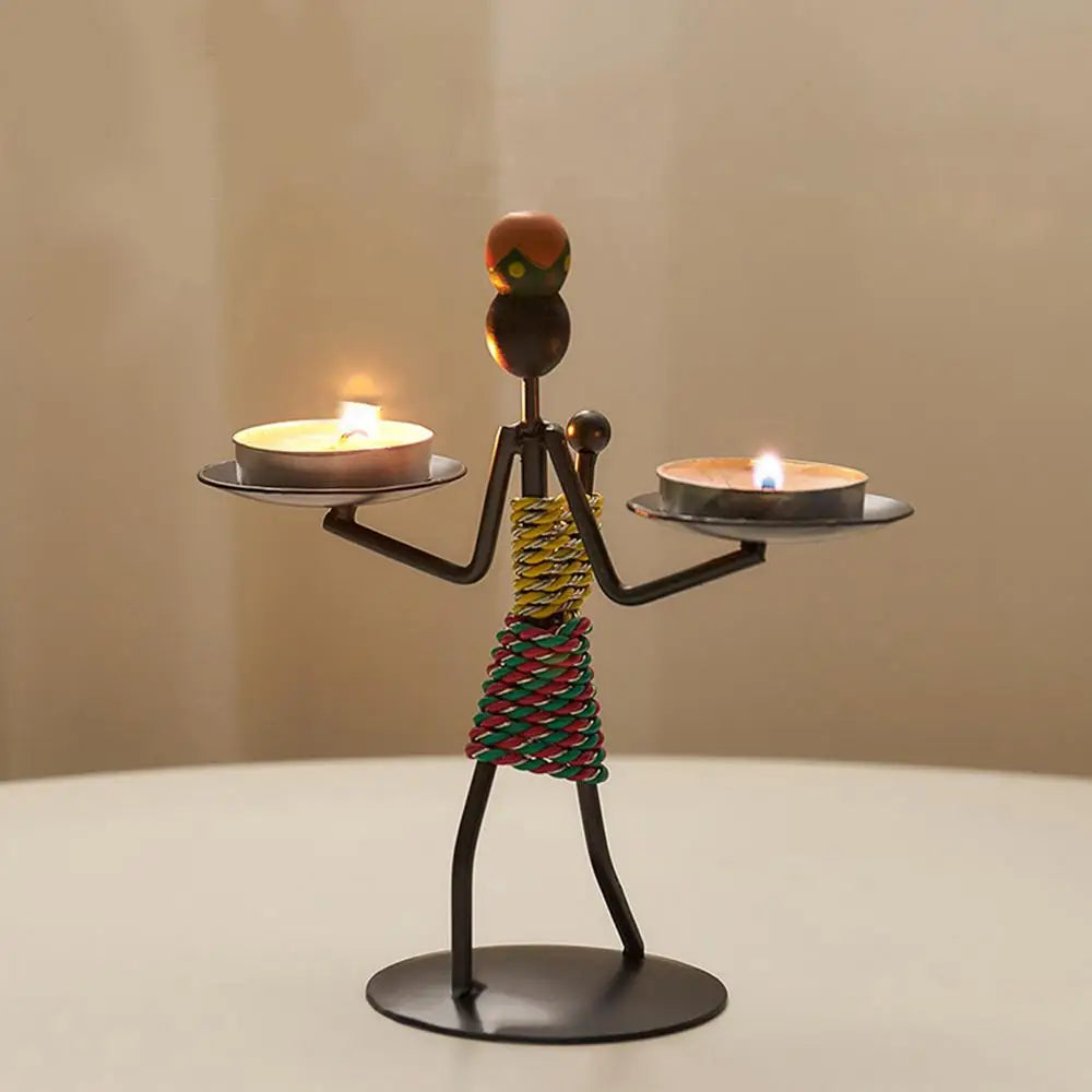 Creative African Iron Candle Holder