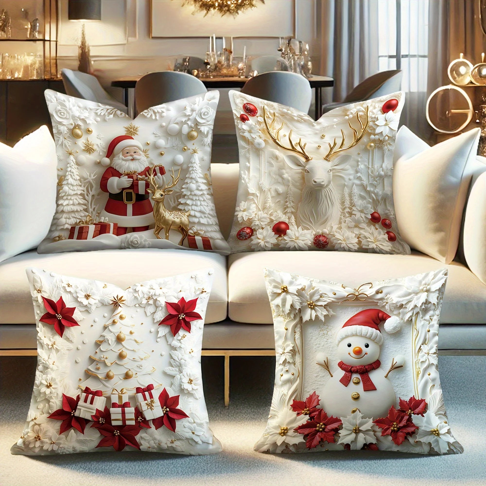 The 1-piece 2D Christmas pillow cover is a simple yet stylish way to add holiday spirit to your home. Featuring vibrant, festive designs such as snowflakes, Santa, or reindeer.