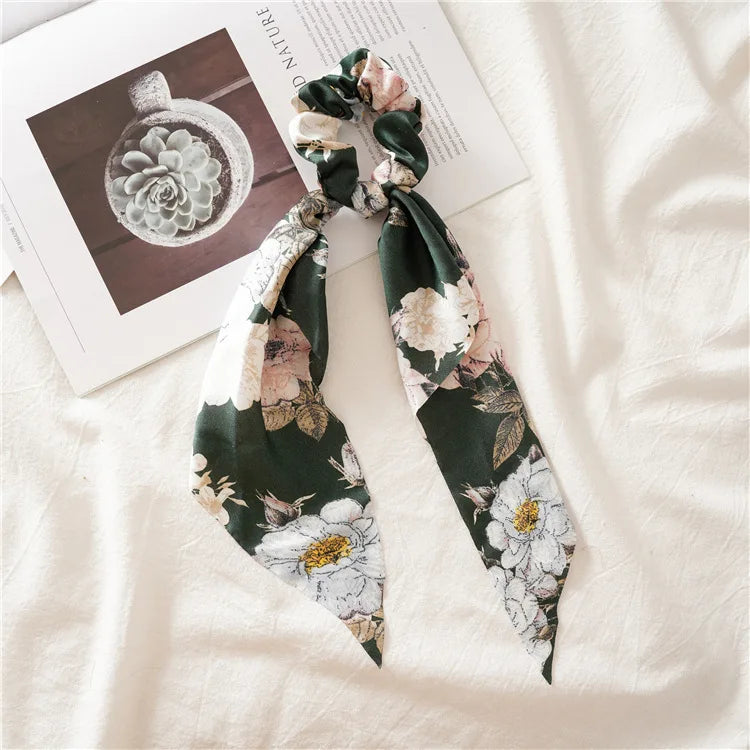 Fashion Bow Satin Long Ribbon Ponytail Scarf