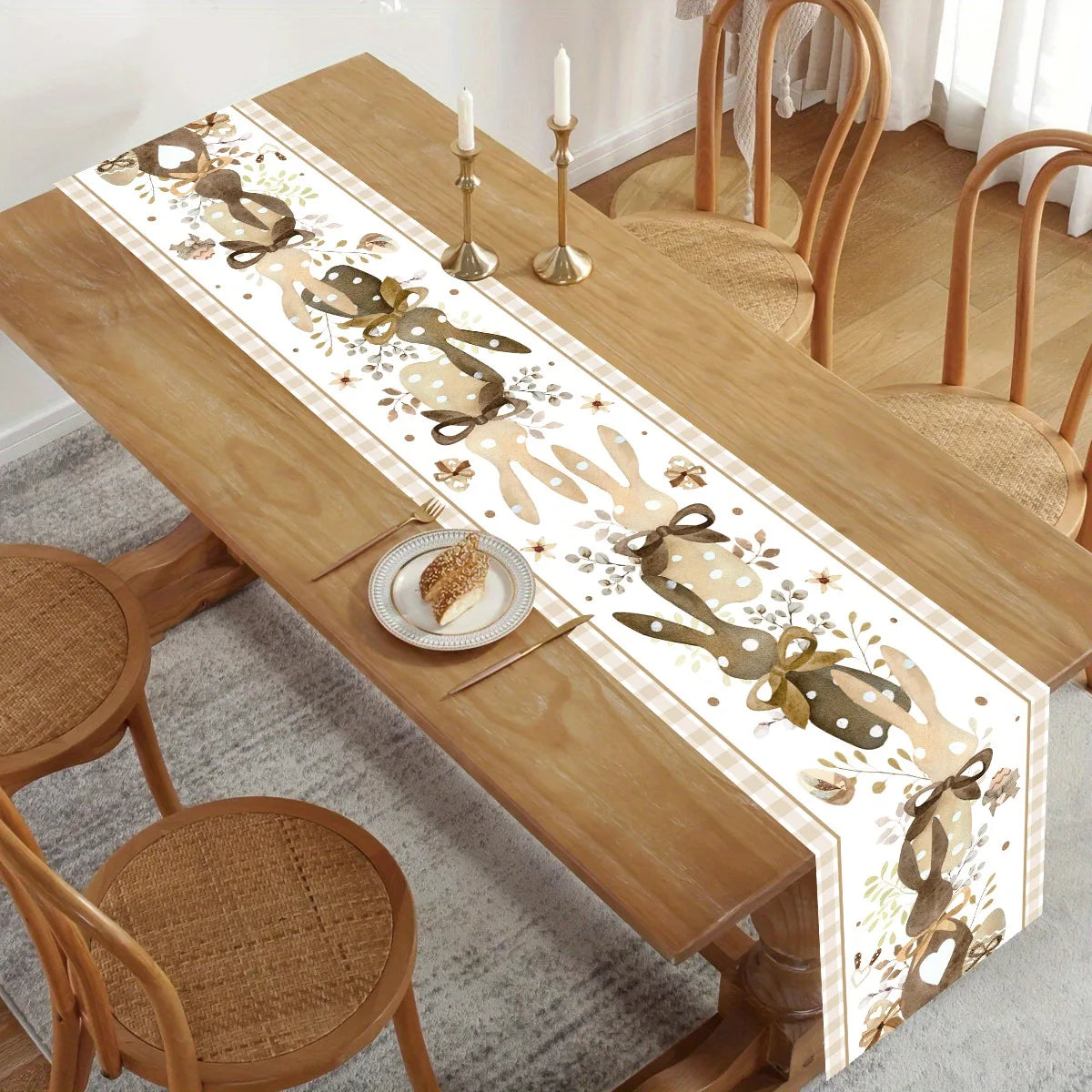 1Pc Easter Bunny and Floral Egg Table Runner