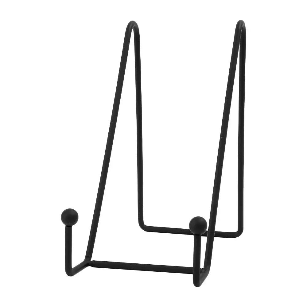 Tall black art display frame stand with ball-tipped arms. Designed for larger picture frames or artwork.