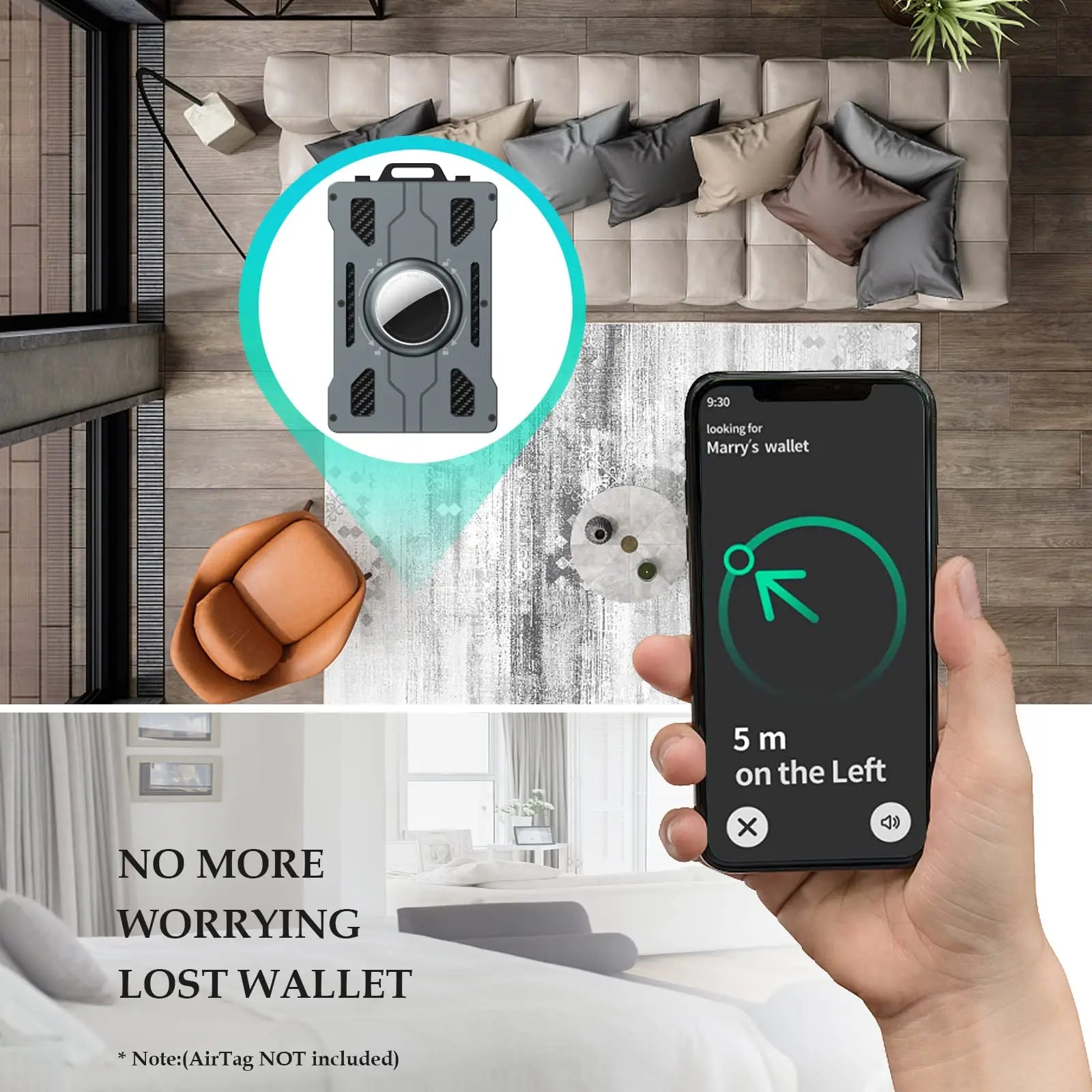 Air Tag Slim Metal Money Clip Wallet, RFID Blocking Aluminum Cash Credit Card Holder