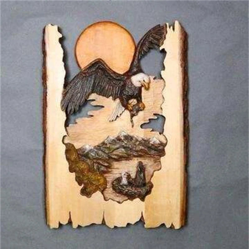 Flat Animal Handcraft Wall Hanging Sculpture Wooden