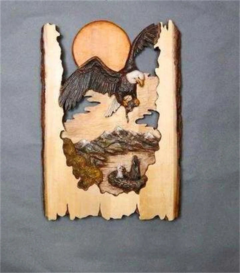 Flat Animal Handcraft Wall Hanging Sculpture Wooden
