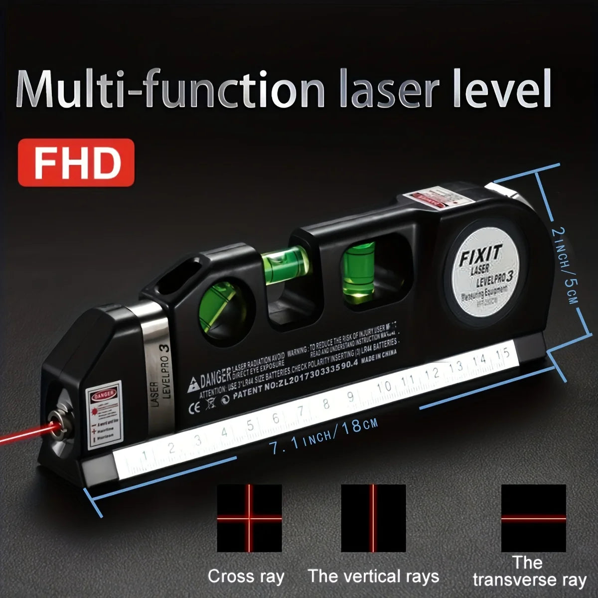 Laser Level, Multipurpose Line Tool and Tripod Standard Cross Line Laser Leveler