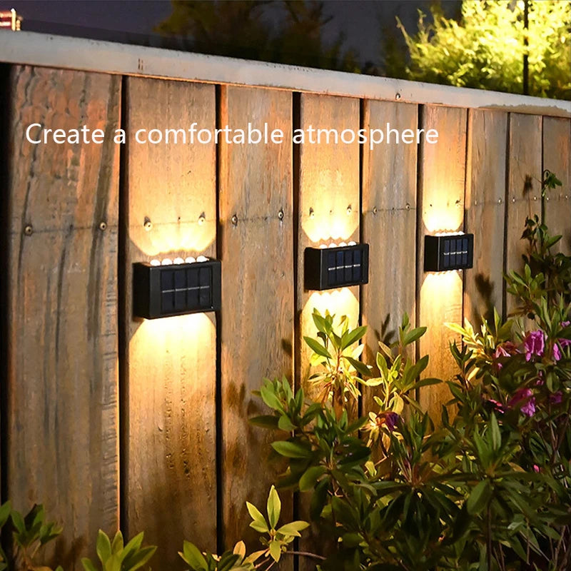 Solar LED Light, Outdoor Waterproof Wall Lamp, Dusk to Dawn Fence Lighting for Garden Courtyard Porch Walkway Camping Decor