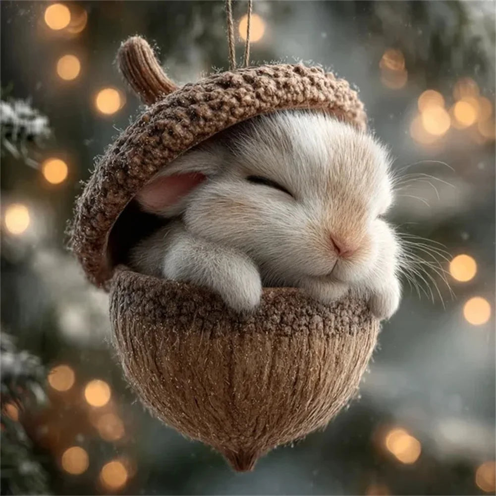 2D Acrylic Animal Christmas Ornaments — Flat Printed Holiday Tree Pendants