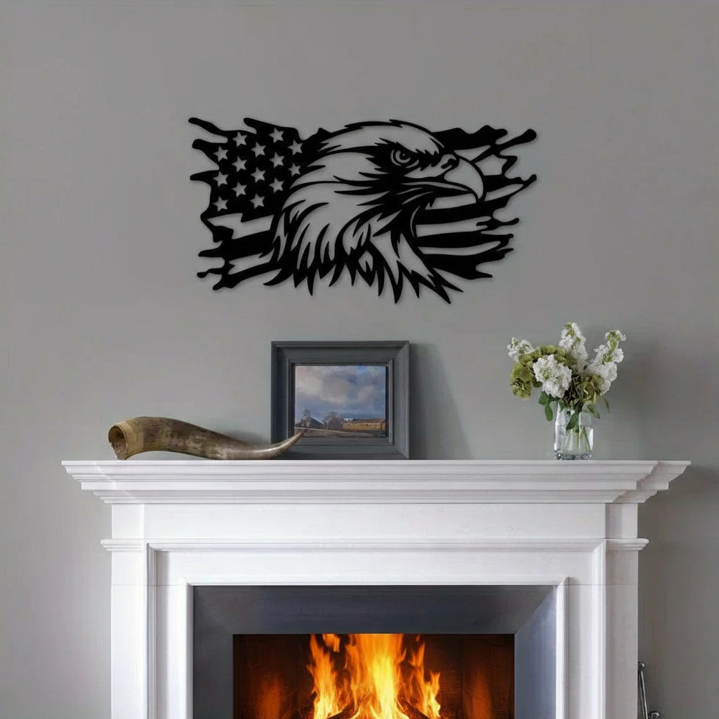Patriotic American Flag Eagle Metal Wall Decor