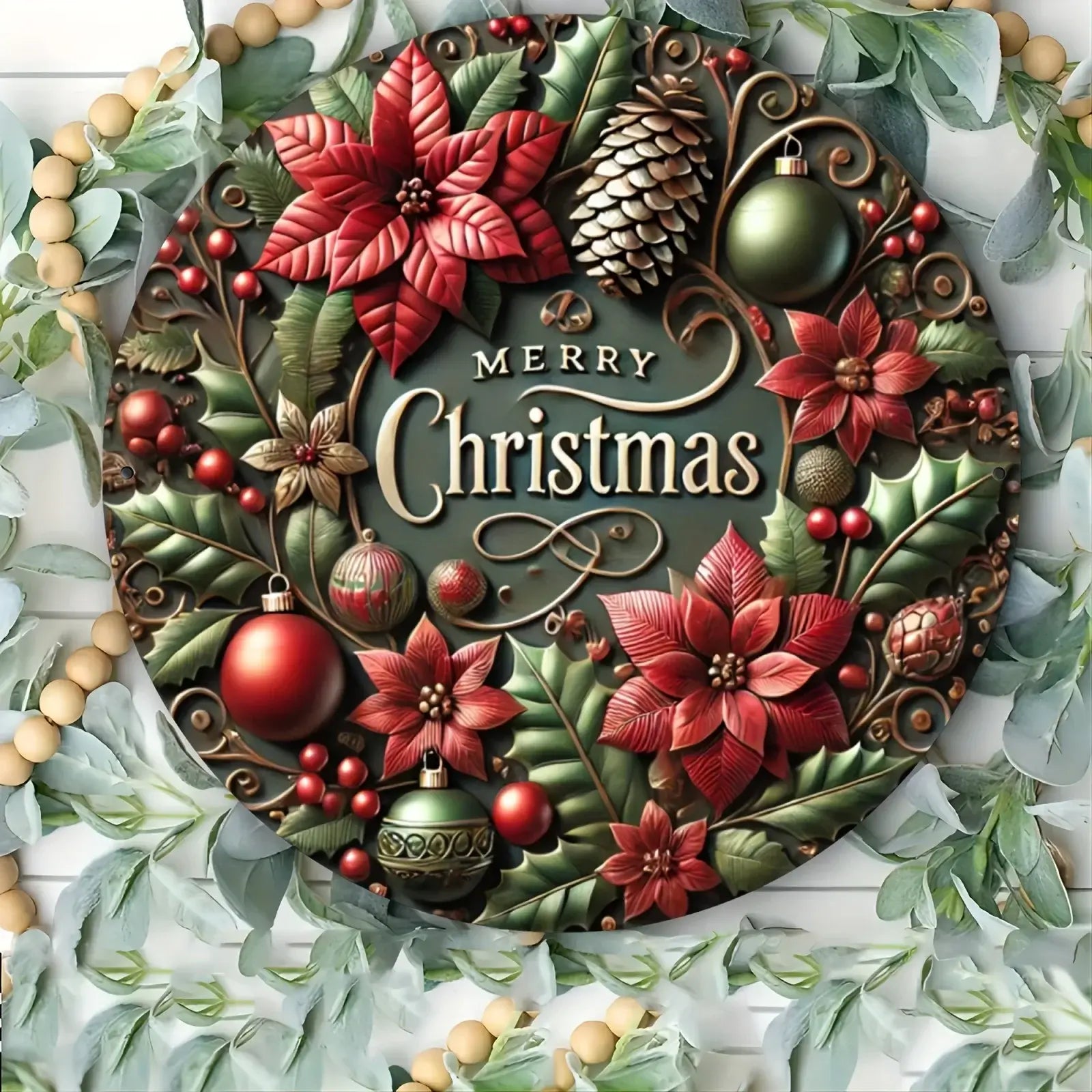Rustic 3D Aluminum Merry Christmas Metal Sign