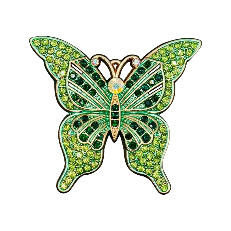 Green rhinestone butterfly shoe charm from Insect Shoe Charms - Personalized Bling for Shoes, perfect for Crocs.