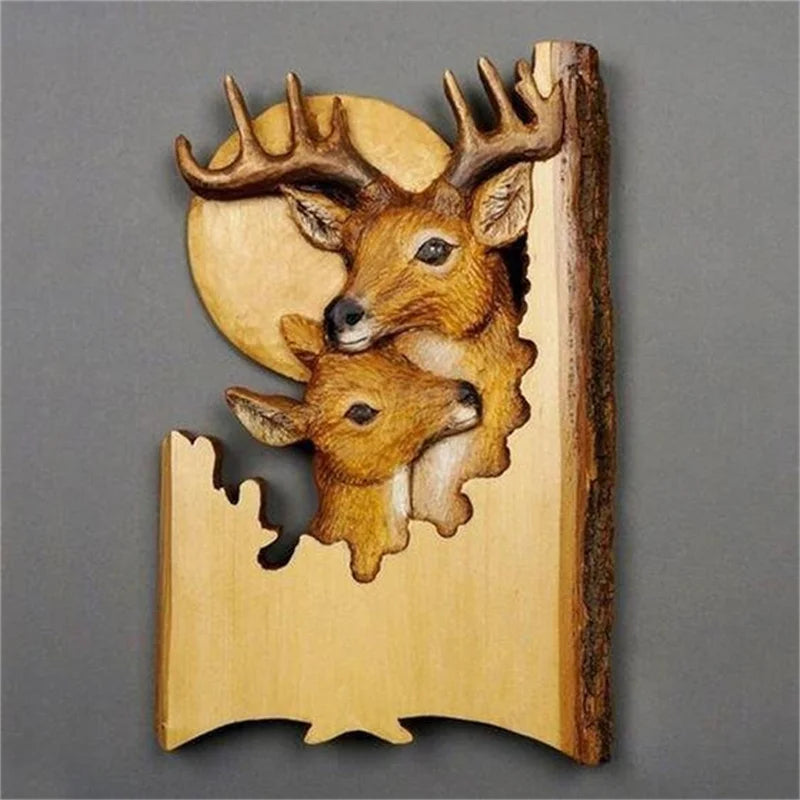 Flat Animal Handcraft Wall Hanging Sculpture Wooden