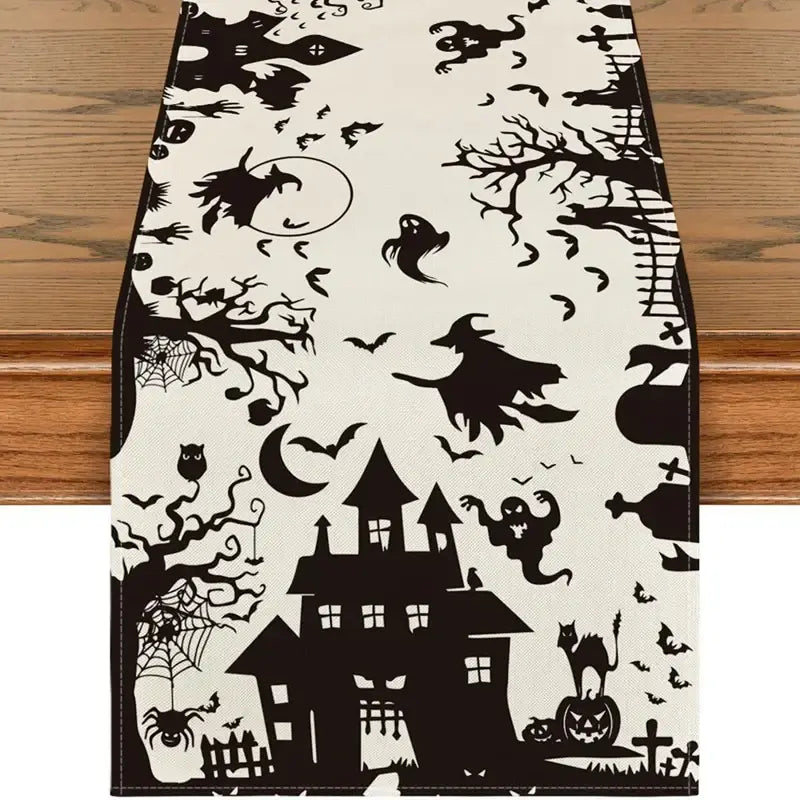 Halloween Printed Linen Table Runner