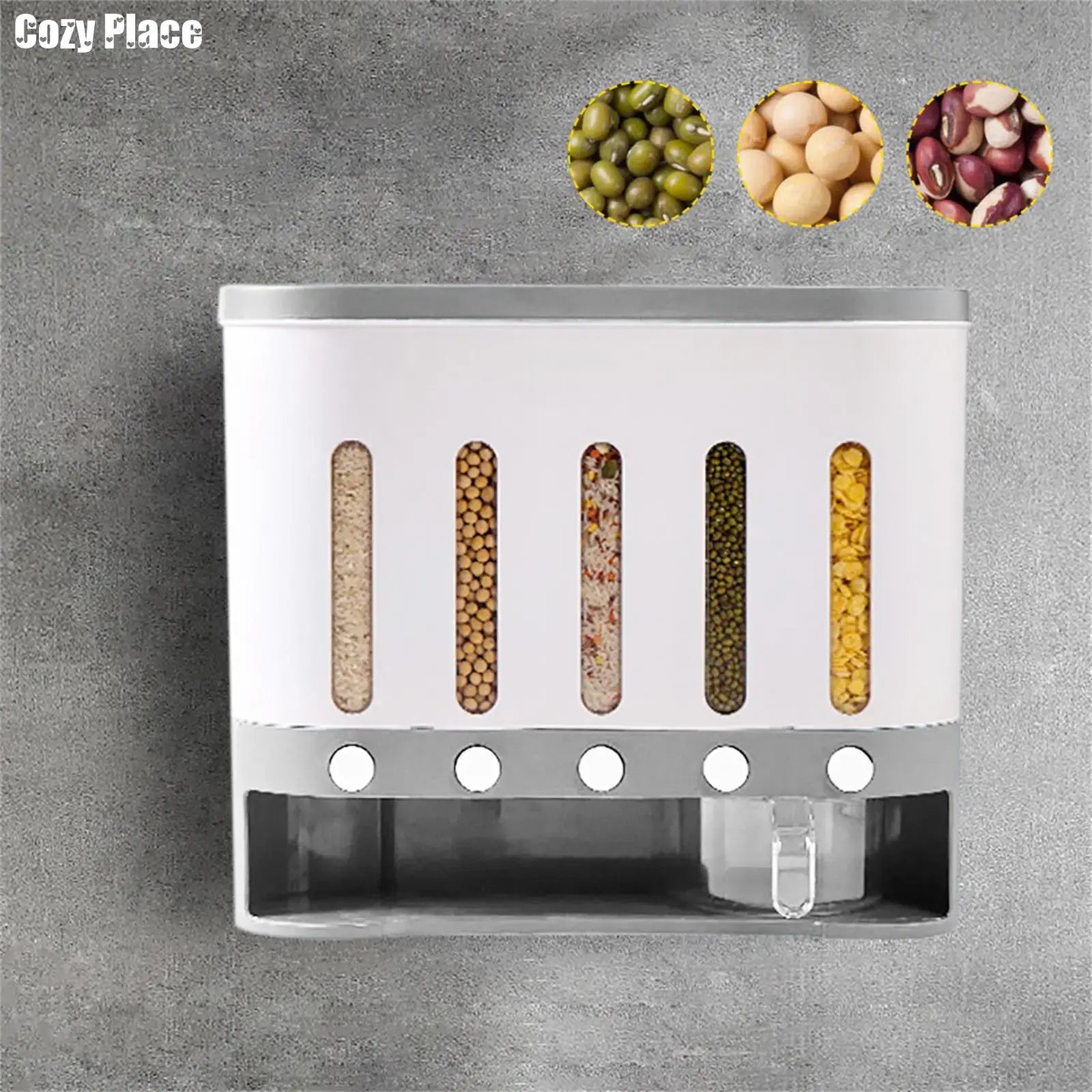 Wall Mounted 5-Grid Dry Food Dispenser